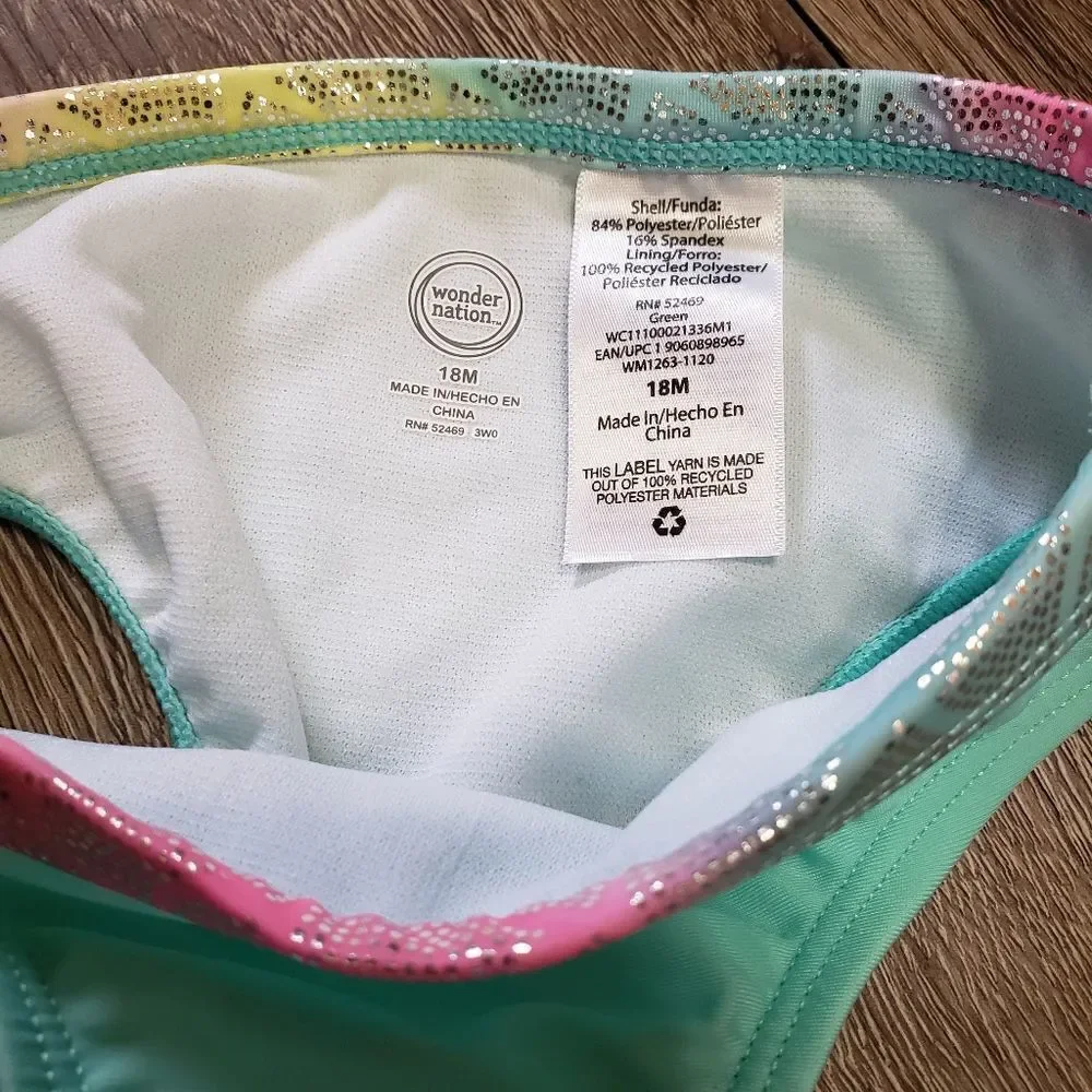 Wonder Nation Mermaid 2-pc Bikini Set Sz 18M